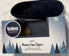 NIB TOTES Slippers Memory Foam - Mens Large 9-10 Black Toasties Slippers