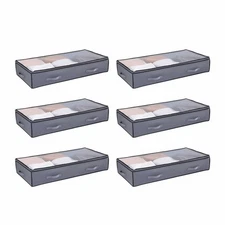 Uimoso 90L Stackable Under Bed Storage Box with Transparent Lid, Set of 6
