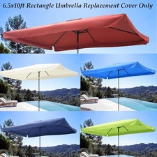 6.5X10ft Patio Outdoor Umbrella Canopy Top Replacement Cover with Valance Beach
