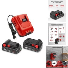KOOMICY 3.0Ah 18V 2 Pack Replacement Battery with Charger for Milwaukee M-18