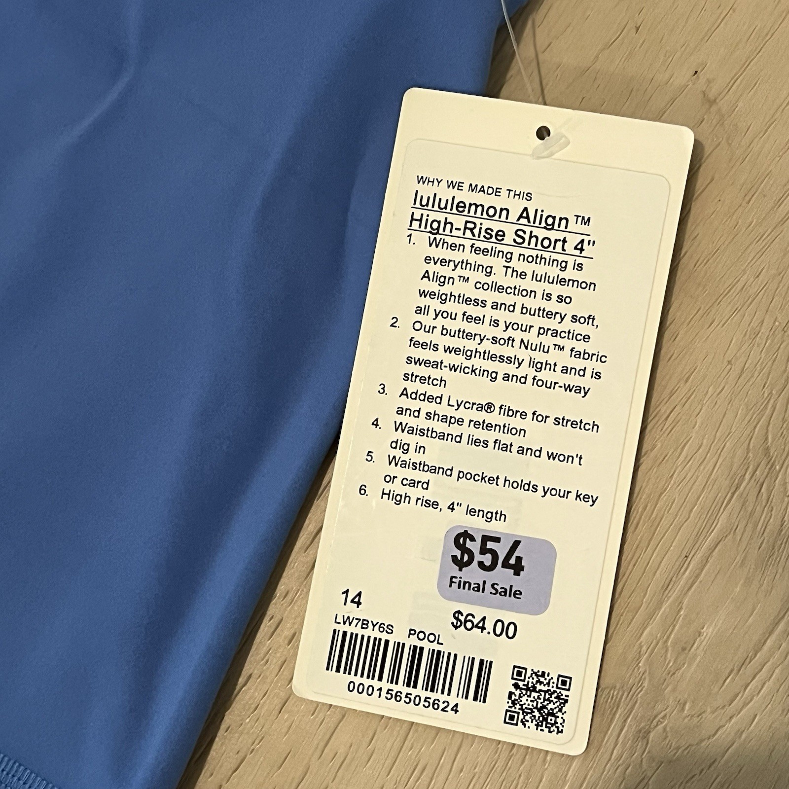 Lululemon Align SHORTS pool party blue Size 14! NWT!! (4” Inseam) image 5