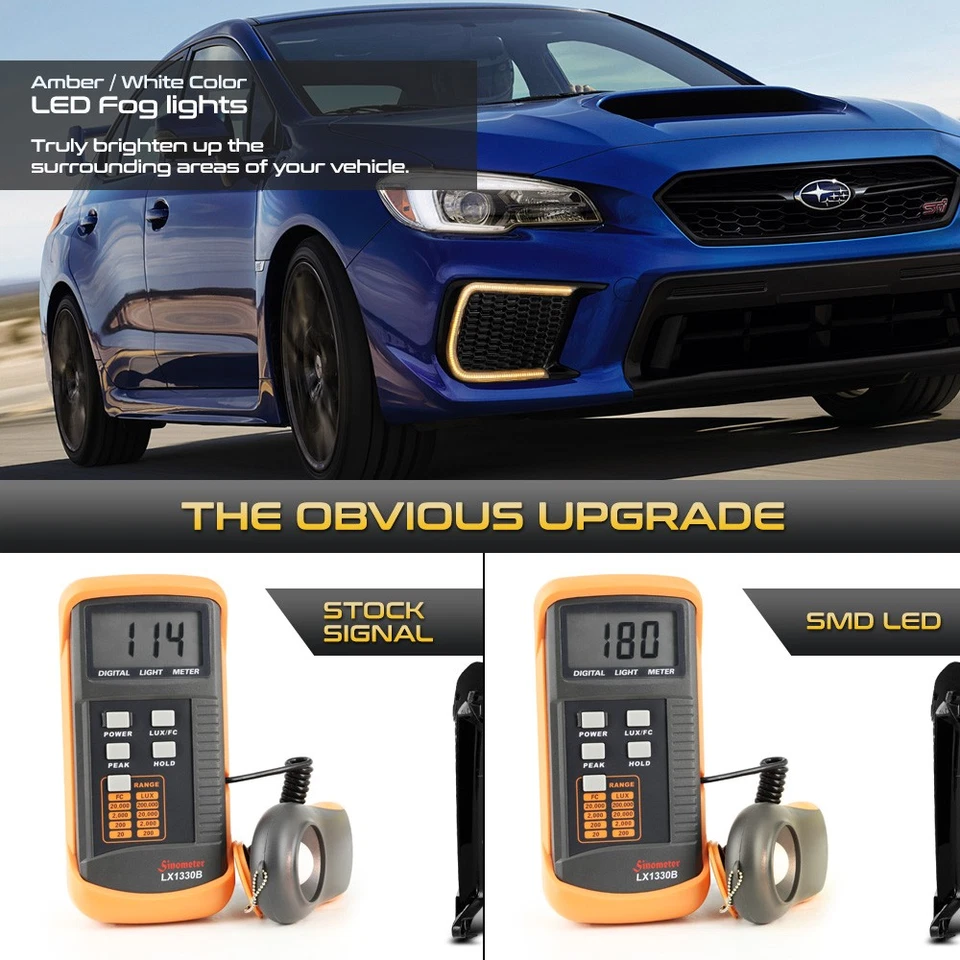 Switchback Sequential Smoked LED Fog Lamp Cover Bezel DRL For 2018-2021 WRX STi Foto 3 de 4