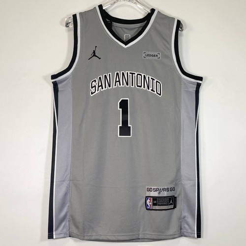Victor Wembanyama #1 Embroidered Jersey, Grey, Sizes S/M/L/XL/XXL