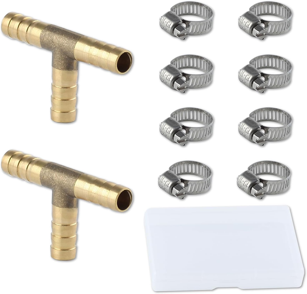 Messing T-StüCk 8 Mm FüR Wasser Gas Kraftstoff 3-Wege Schlauchadapter-image