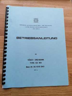 Drehmaschine Voest-DA 160 Betriebsanleitung