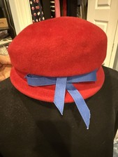 Vintage Glenover by Henry Pollack Retro Flapper Hat Red Wool Felt