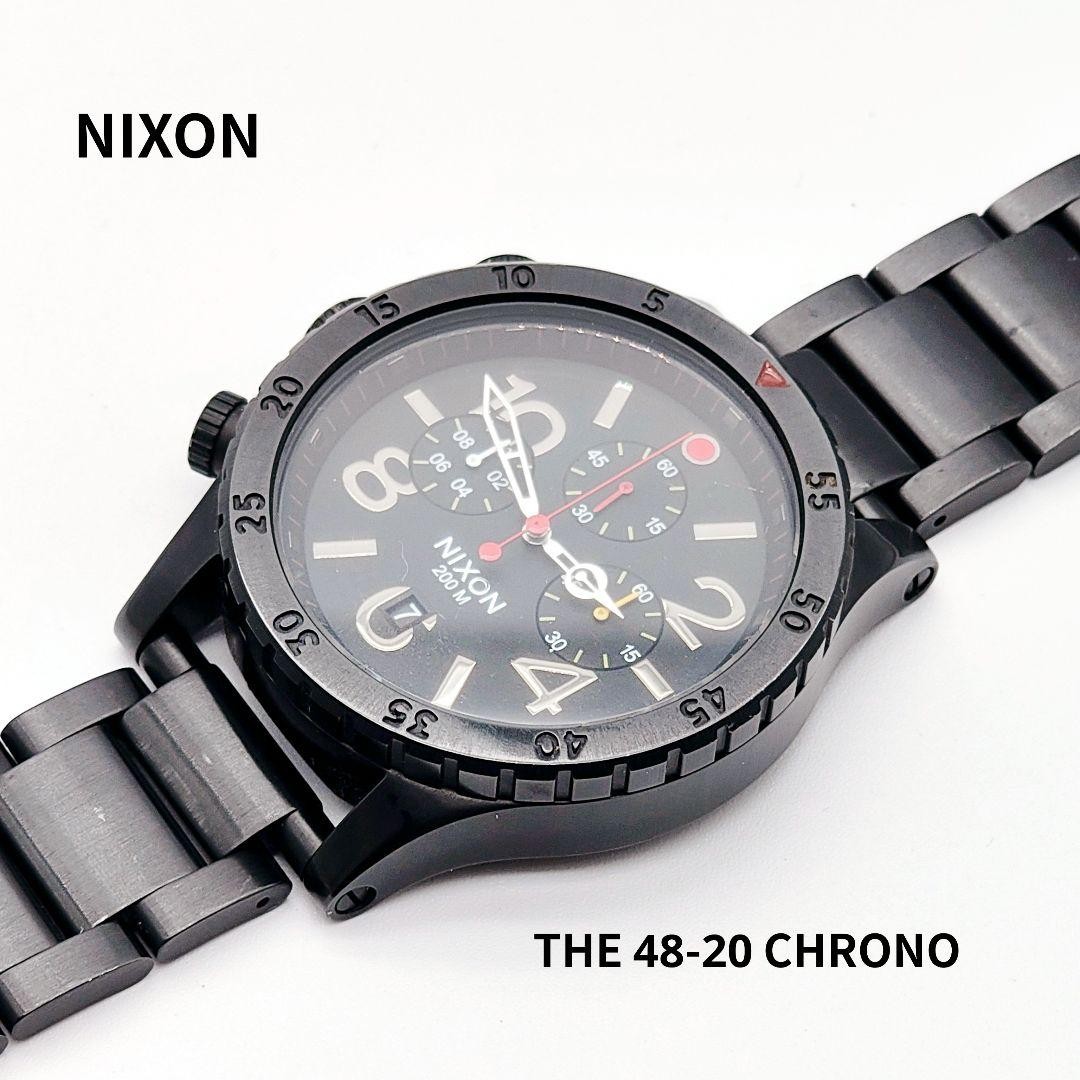 NIXON 48 20 CHRONO All Black Multi Watch 200M Quartz Miyota Japan