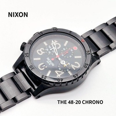 NIXON 48 20 CHRONO All Black Multi Watch 200M Quartz Miyota Japan