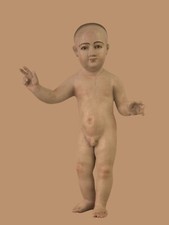 Bambinello Napoletano Gesù di Praga legno scultura ihs 18 cm design arte sacra