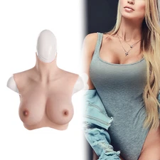 Plus Torso Size Silicone Breast Forms Fake Boobs D Cup Breastplate Crossdresser