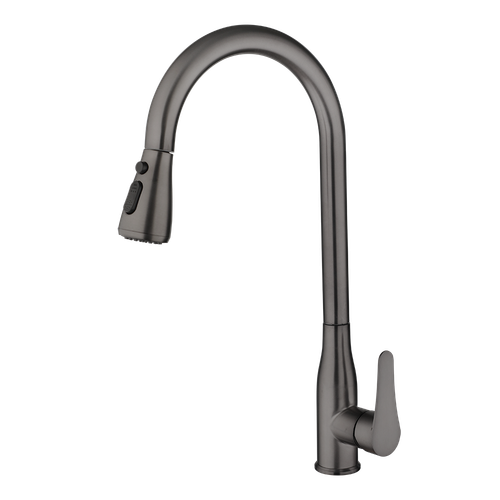 Grifo fregadero de cocina de metal para pistola única y orificio de latón tirar y grifo giratorio - Imagen 11 de 12