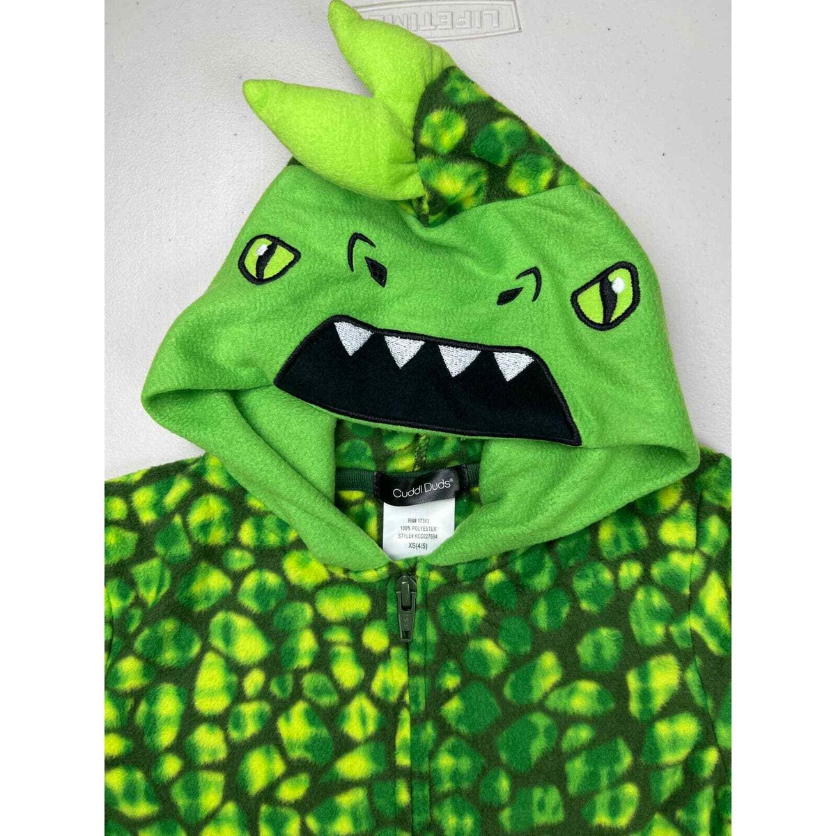XS (4/5) Youth Kids Cuddl Duds Green Reptile Hooded One Piece Fleece Pajamas  | eBay