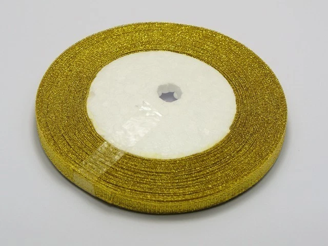 50 Yards 1/4" (6mm) Gold Luster Metallic Ribbon Wedding Christmas Gift Crafts - Image 4 of 4