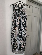 Anthropologie Bhldn Keiko Dress Size 6 Embroidered Flower Black Dress Wedding 