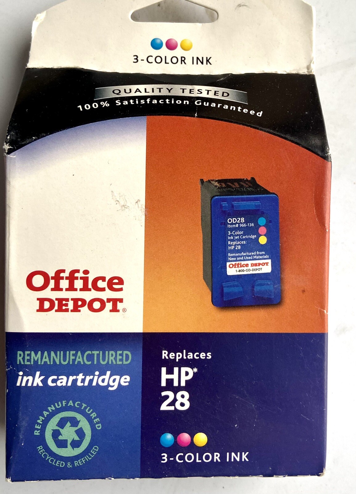HP 28 Office Depot Remanufactured 3color Ink Cartridge New In Box 966