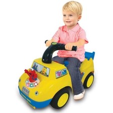Kids Elmo School Bus Ride On Push Car Sesame Street Foot to Floor Scooter Yellow