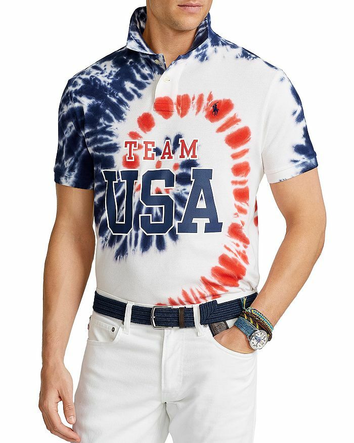 Ralph Lauren Mens Olympic Team USA Flag Slim Fit Tie Dye Mesh Polo Shirt NWT - Main Image