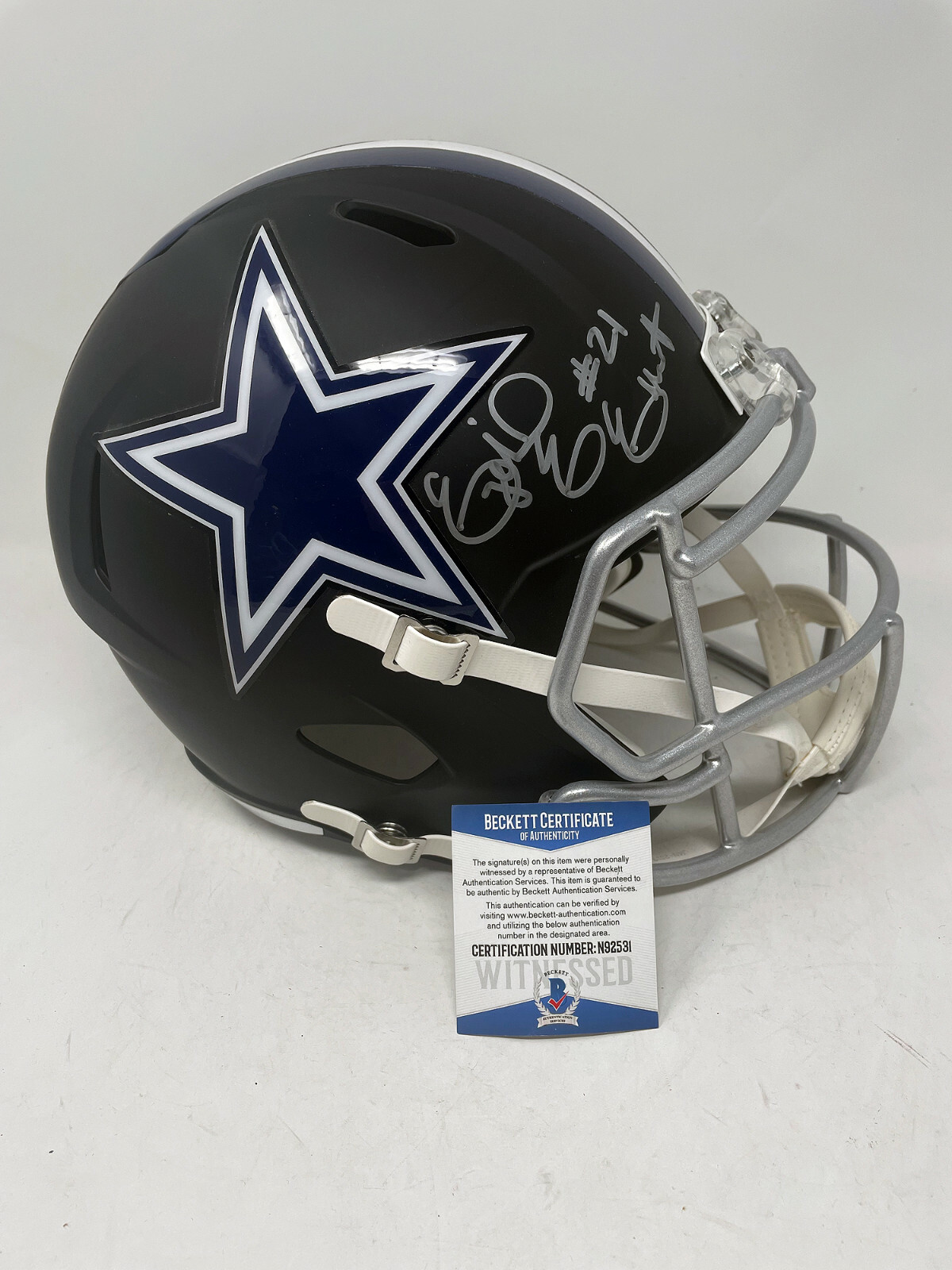 Ezekiel Elliott Autographed Signed Dallas Cowboys Full-Size Matte Replica Helmet BAS COA 