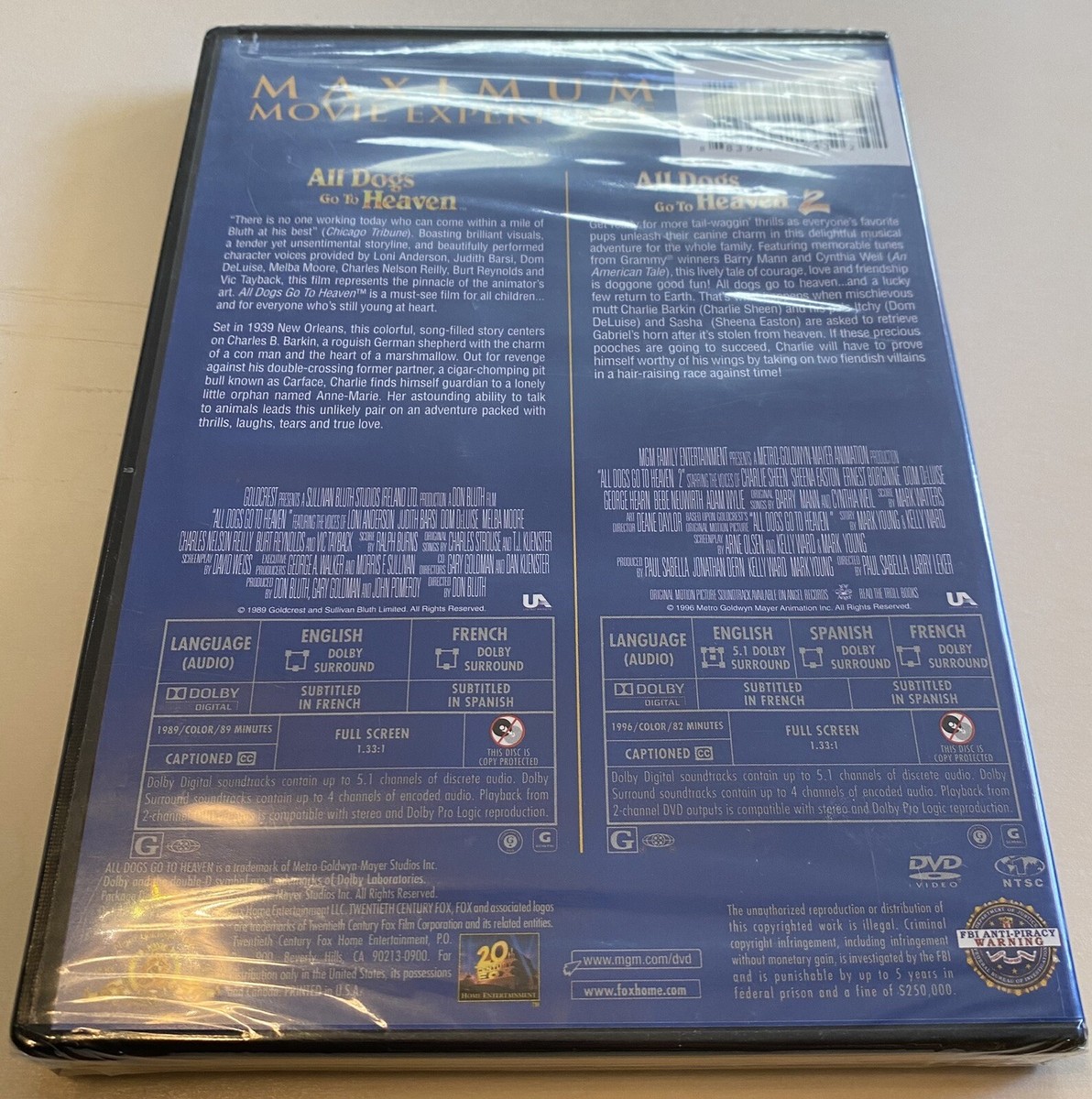 dvd, all dogs go to heaven 1 & 2, double feature, mgm, sealed! | eBay