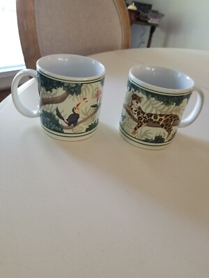 Set of 2 Rain Forest Coffee/Tea Mugs by Artist Claire Murray Sakura Oneida