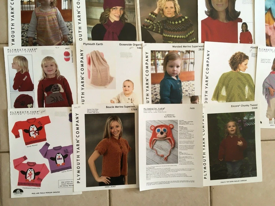 Plymouth Yarn Company lot of 39 knitting/crochet projects sweaters, kids & more! - Image 4 of 4