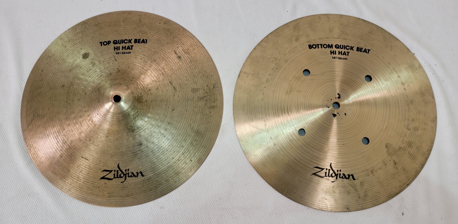 Zildjian 14in Quick Beat Hi Hat Cymbals Set Used (Top & Bottom