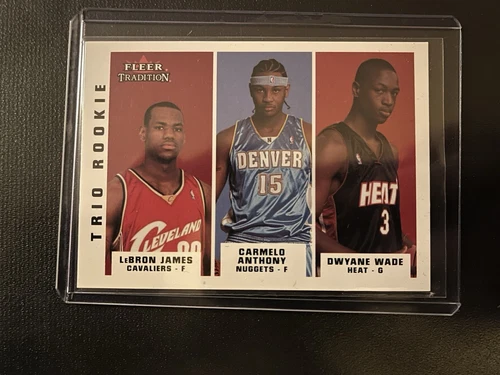 LeBron James Dwyane Wade Carmelo 2003-04 NBA Fleer Tradition Trio Rookie #300 RC