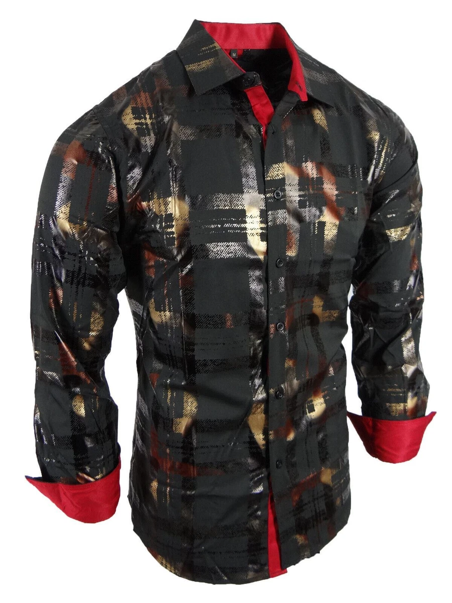 Plaid Black Long Sleeve Dress Shirts for Men for sale | eBay