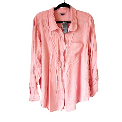 Torrid Pink Lizzie Rayon Twill Button Up Long Sleeve Blouse Womens Plus 3X New