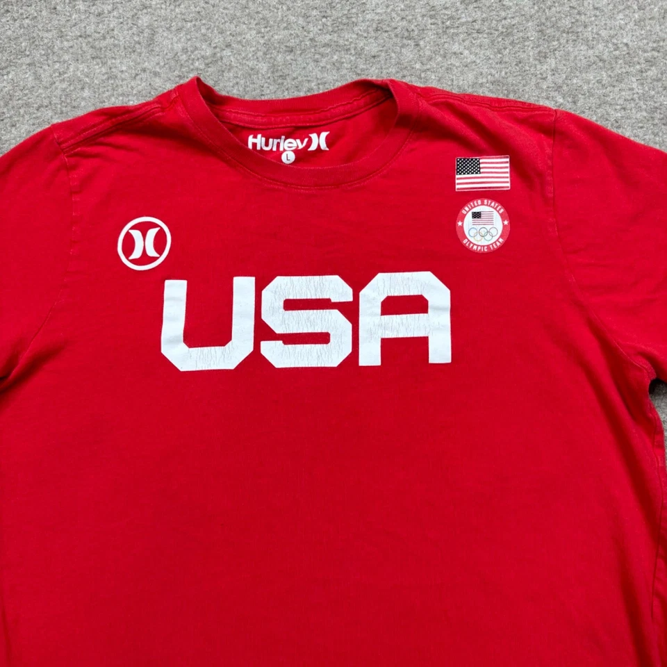 Camisa Hurley Team USA Niños Roja Grande L Cuello Redondo Manga Corta Juegos Olímpicos JUVENTUD NIÑOS Foto 3 de 4