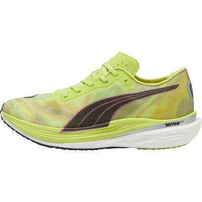 Puma Deviate Nitro Elite Mens Running Shoes Green Carbon Plated Run  Trainers
