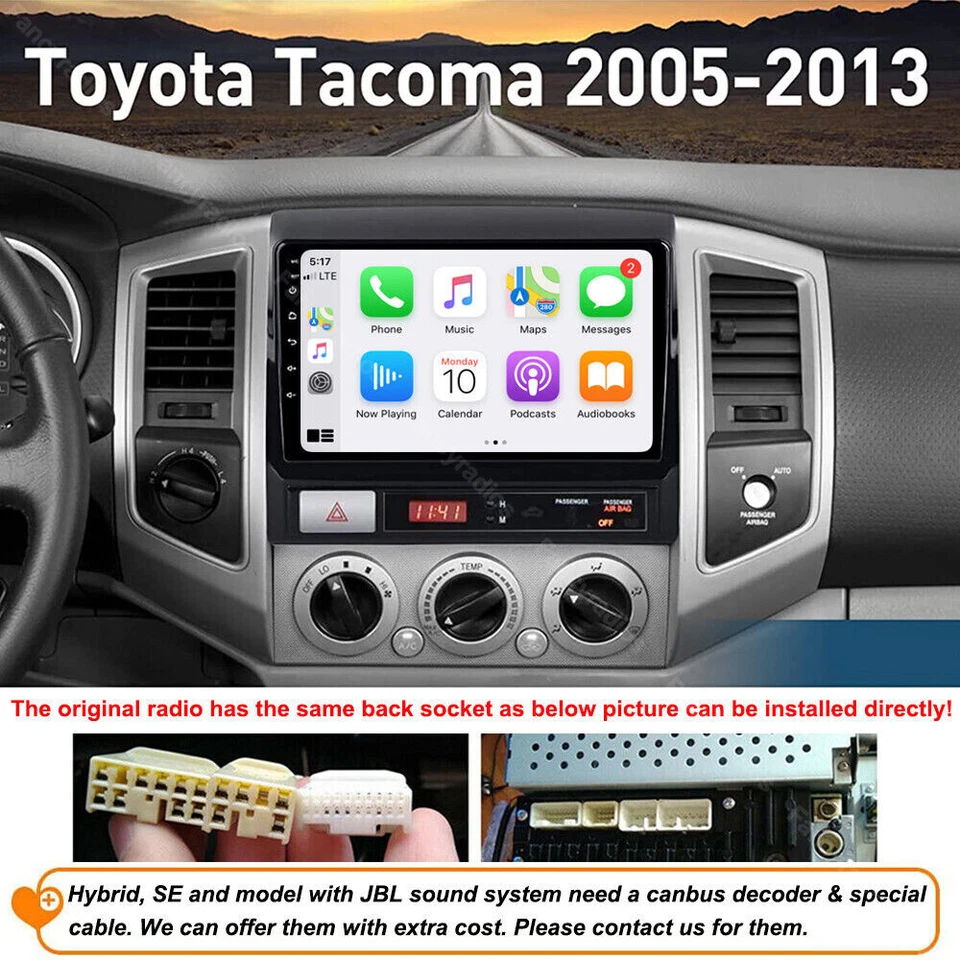 Android 13.0 JBL Carplay Car Radio Stereo GPS WIFI For Toyota Tacoma 2005-2013 - Image 2 of 4