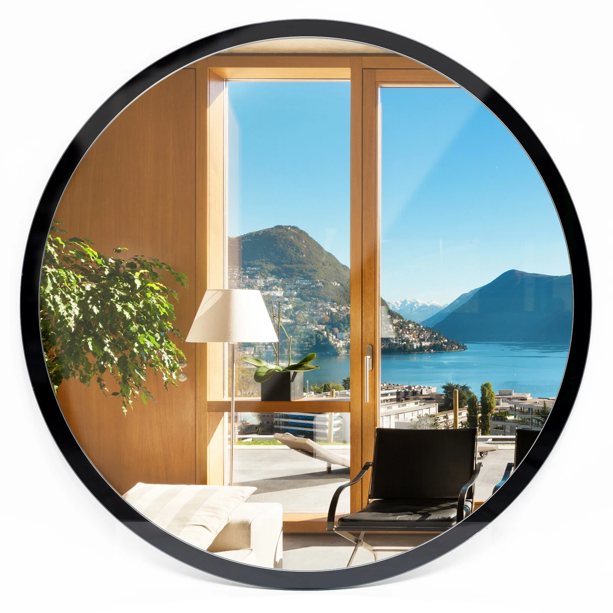 Miroir mural rond à suspendre 100x100cm – Miroir décoratif pour salon