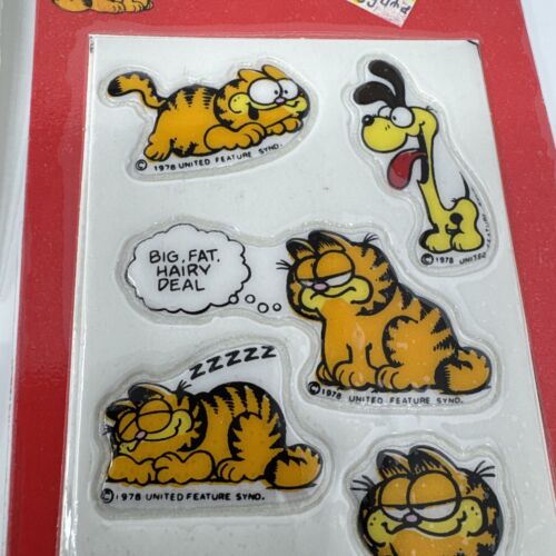 Garfield The Cat Vintage 1978 NOS Stickers Sheet Sticker Puffer Puffy Lot 3 - Picture 4 of 8