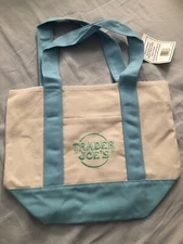 Trader Joe's Mini Canvas Tote Bag - Pastel Blue