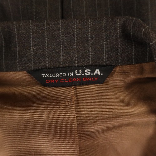 VTG 3 Piece Suit M Gray Chalk Stripe 100% Wool Hopsack USA 42R 37x27 - Picture 6 of 22