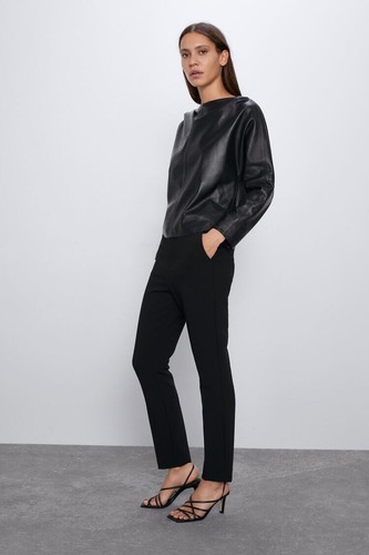 Zara Negro High Rise Skinny esculpir Pantalones Pantalones Talla US8 M Ref  1478/242/800 | eBay
