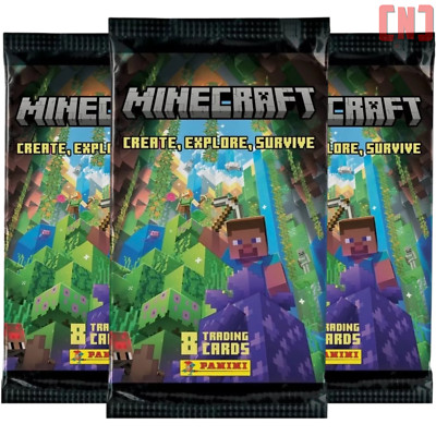 3x Panini Minecraft: Create Explore Survive Trading Cards Sealed Packs Bundle