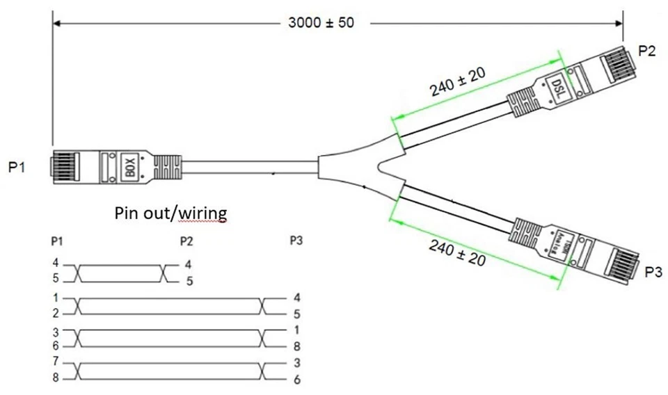 3m Telefon Y Kabel DSL 2x RJ45 auf RJ45 + TAE Adapter für Fritzbox Router - Bild 3 von 3