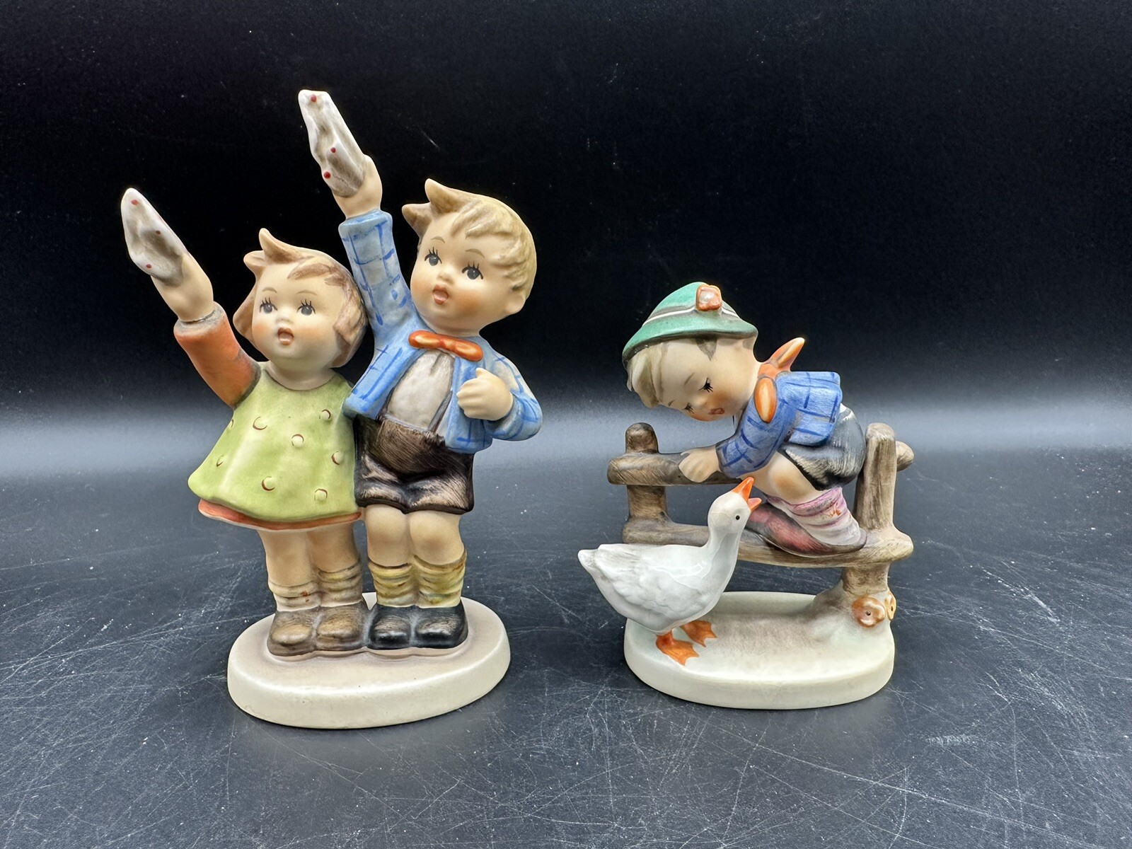 Vintage Goebel Hummel Figurine AUF WIEDERSEHEN Goodbye & Retreat To Safety
