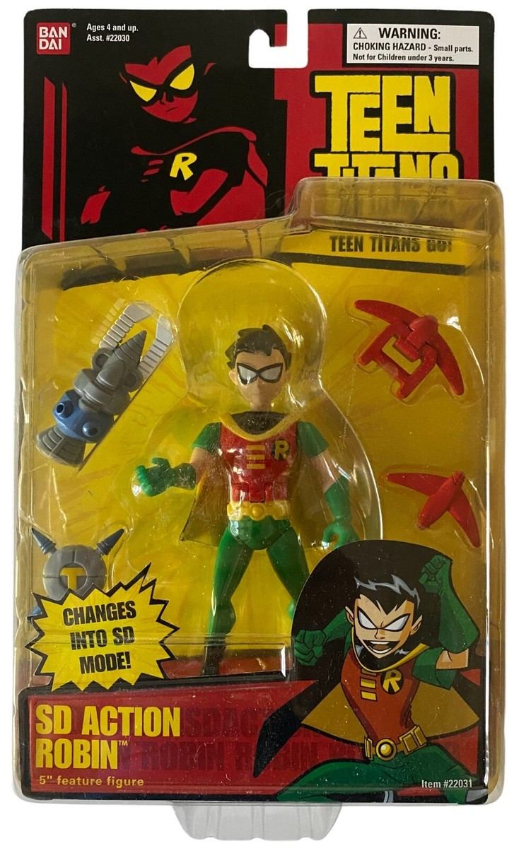 Neuf – Lot De 3 Figurines Teen Titans Bandai 2004 : Robin, Beast Boy, T-Sub, Aqualad
