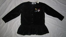 NEW Girls WARNER BROS TWEETY SYLVESTER Black Velour Peplum Sweatshirt -sz 5-6