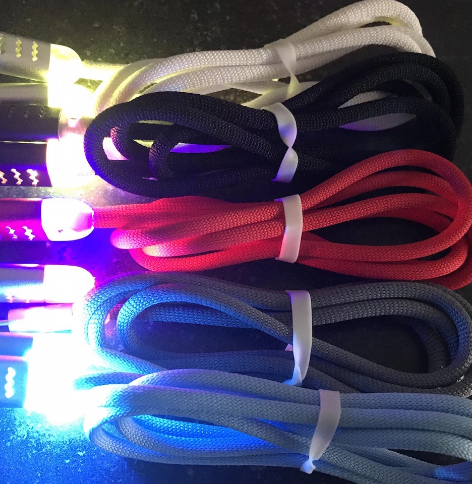 FLASH LED BRAIDED LIGHT Data Cable charger FOR Apple iPhone 8 7 6 5 4s micro usb - Image 3 of 4