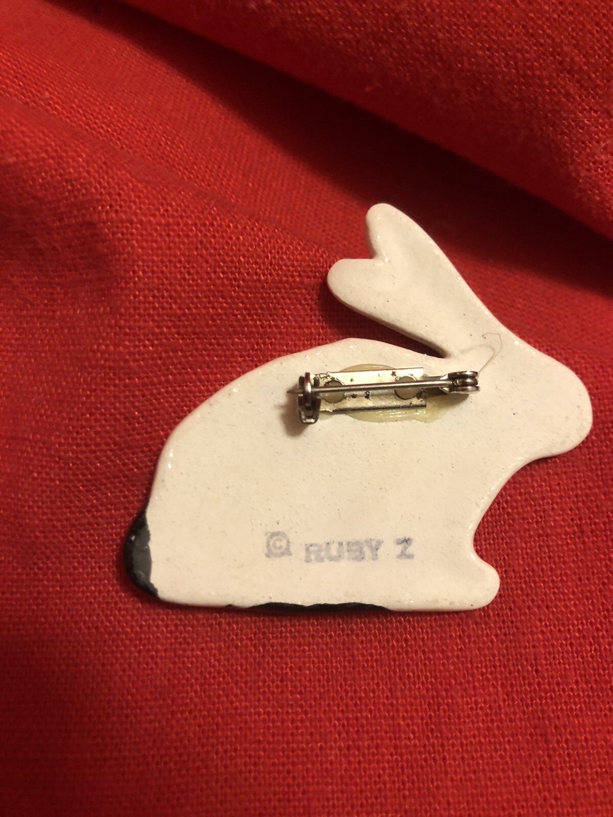 RUBY Z Chubby Ceramic Bunny Brooch - image 2