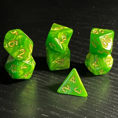 Dungeons & Dragons/D&D Polyhedral Dice By Foam Brain - Green Swirl  (7)