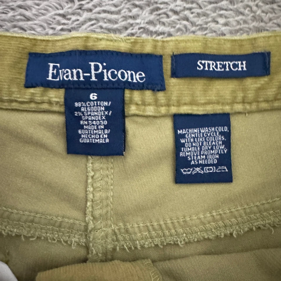 Pantalones de micro pana Evan Picone para mujer talla 6 (W30 pulgadas nuevos con etiquetas x L30in.) Verde Foto 4 de 4
