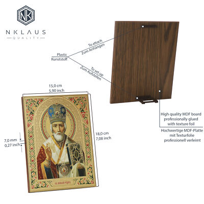 NKlaus Deva Maria Holz Ikone 15x18cm - Christlich Orthodoxe Muttergottes Darstellung