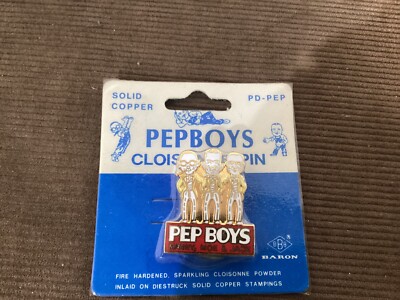 The Pep Boys Manny, Moe & Jack Solid Copper Cloisonné Pin / NOS