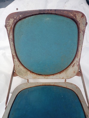 BTC HOSTESS Folding Chairs Leatherette Steel Art Deco Industrial 1940’s - Picture 2 of 9