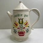 Vintage McCoy "Cookie Pot" Cream Color Cookie Jar Dutch Folk Art Design Tulips